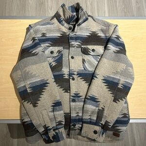 Jachs Men's Wool Blend Sherpa Lined Flannel Shirt Jacket - Tan - Size M